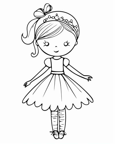 kawaii ballerina coloring page