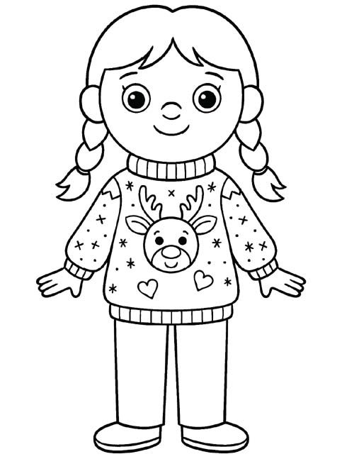 ugly reindeer sweater coloring page