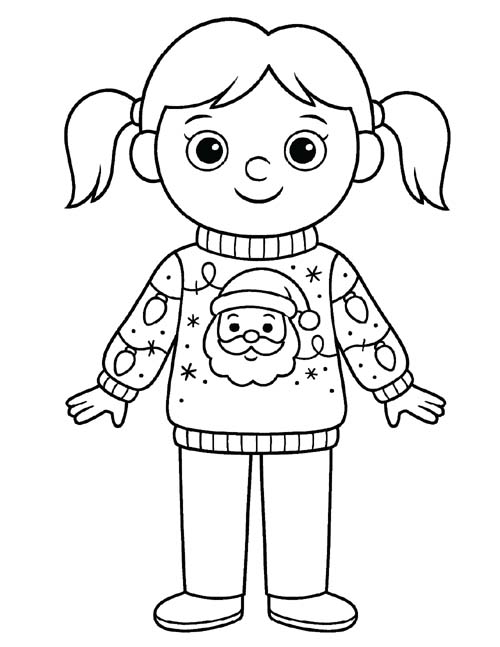 ugly santa sweater coloring page