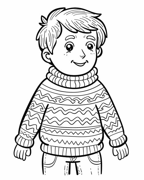 boy with an ugly sweater coloring page