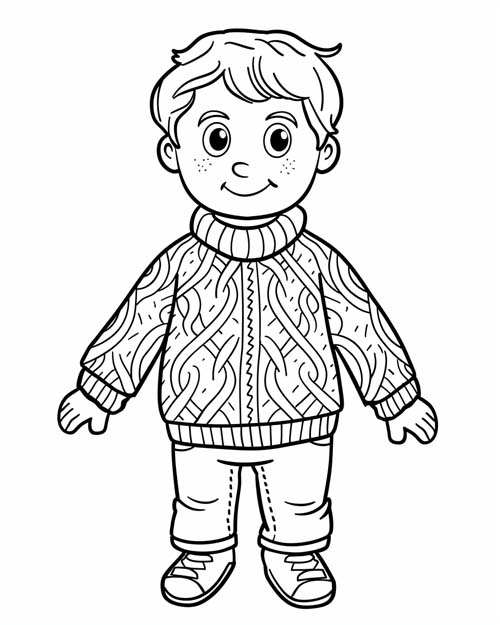 boy with an ugly sweater coloring page