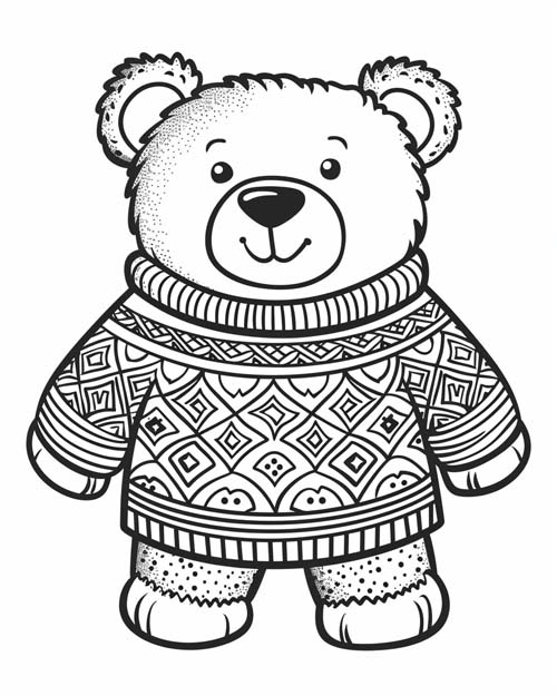 bear with anugly sweater coloring page