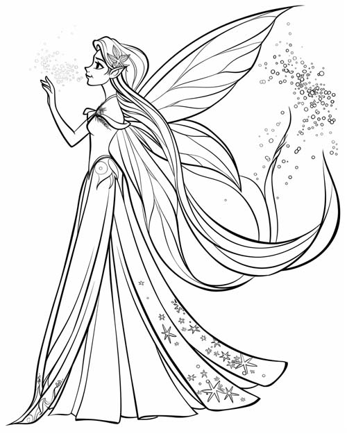 winter solstice coloring page of a frost fairy
