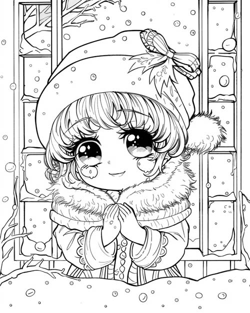 coloring page of a frosty window