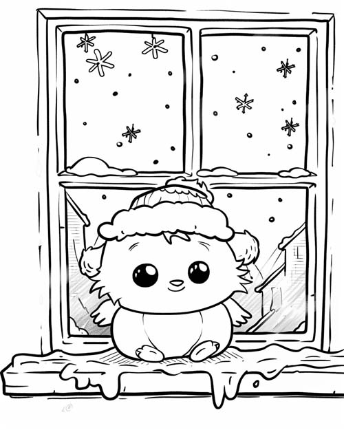 coloring page of a frosty window