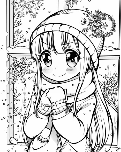 coloring page of a frosty window