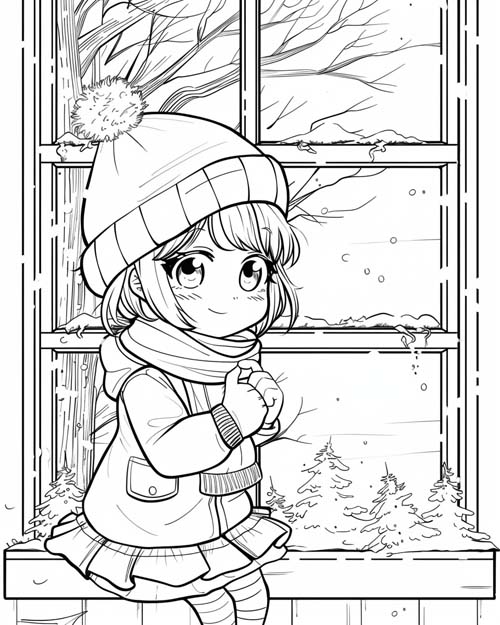coloring page of a frosty window