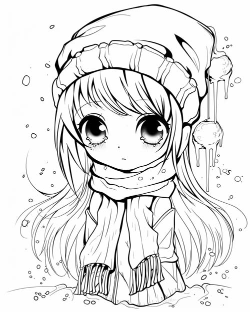 coloring page of a frozen girl