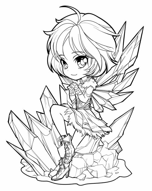 coloring page of an ice fairy