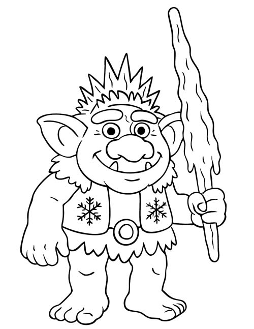 simple coloring page of an ice troll