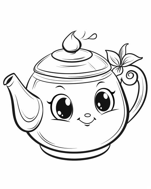 coloring page of a teapot