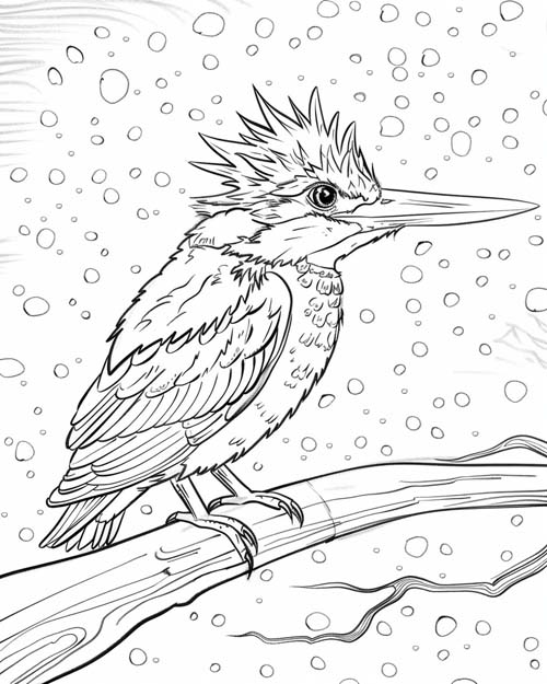 coloring page of a kingfisher