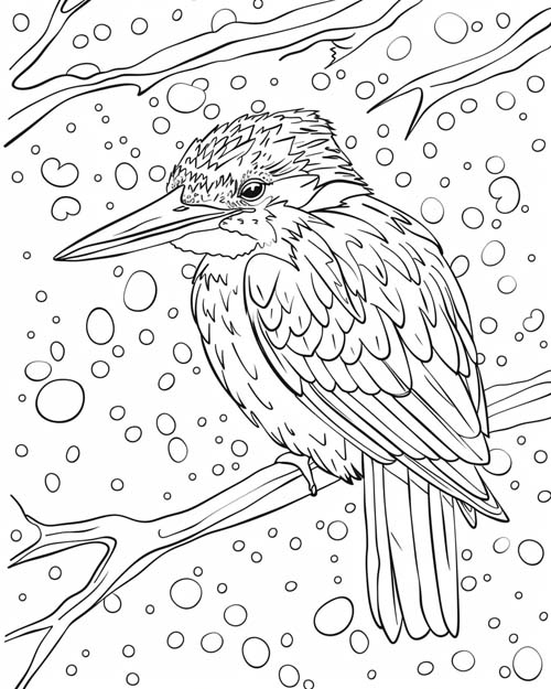 coloring page of a kingfisher