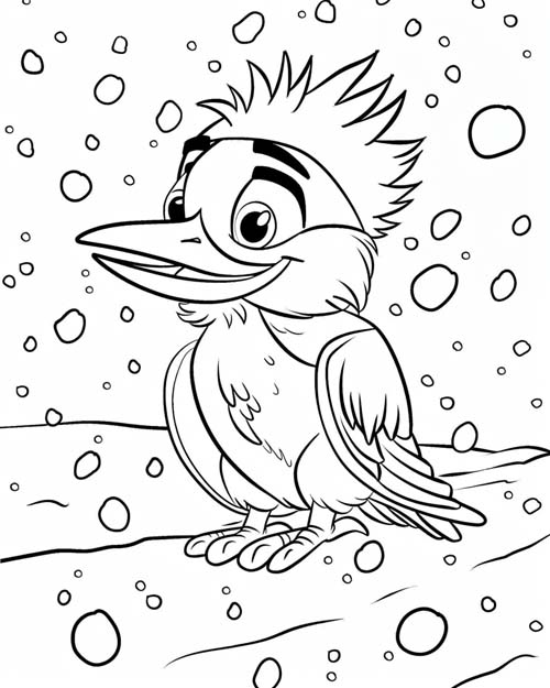 cartoon coloring page of a kingfisher