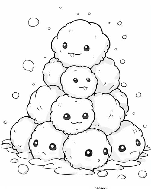 coloring page of a snowball pile