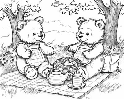 teddy bear picnic coloring page