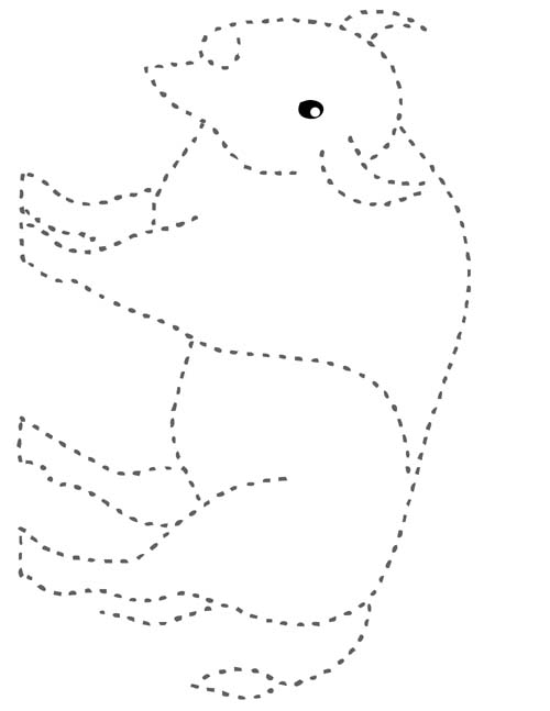 dotted outline coloring page of a bison