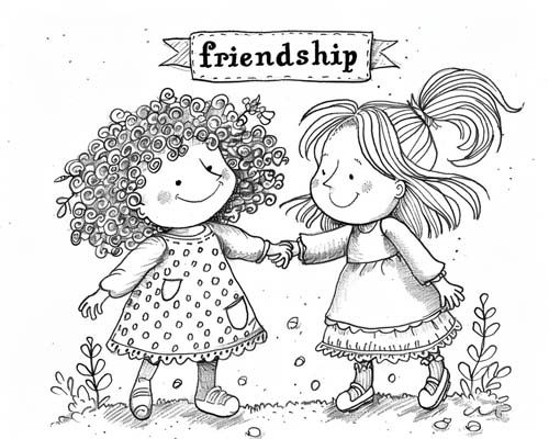 word art coloring page - friendship