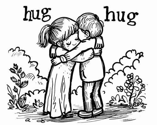 word art coloring page - hug