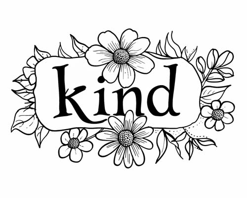 word art coloring page - kind
