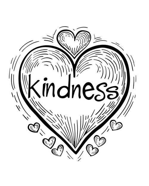 word art coloring page - kindness
