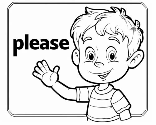 word art coloring page - please
