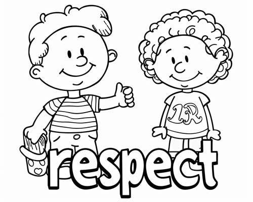 word art coloring page - respect
