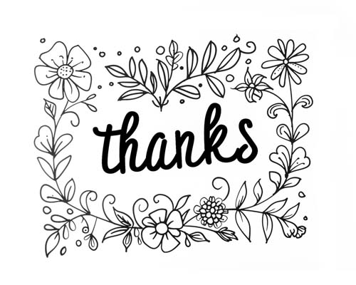 word art coloring page - thanks