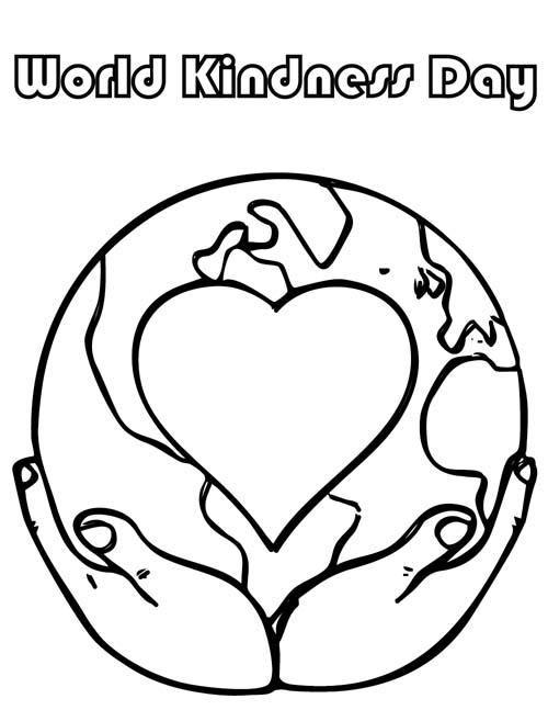 cute coloring page of hands holding earth