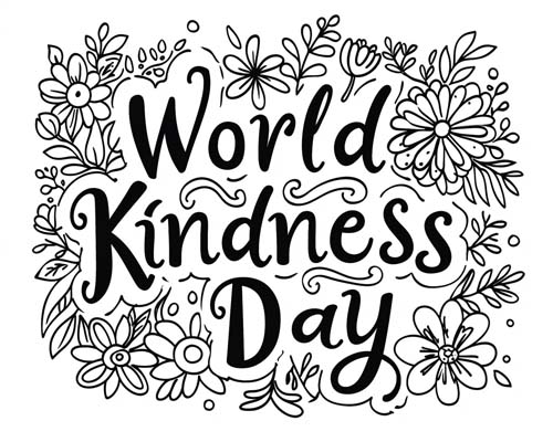 word art coloring page - World Kindness Day