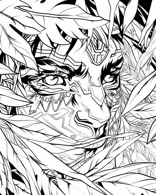 Aztec mythology coloring page of Tezcatlipoca