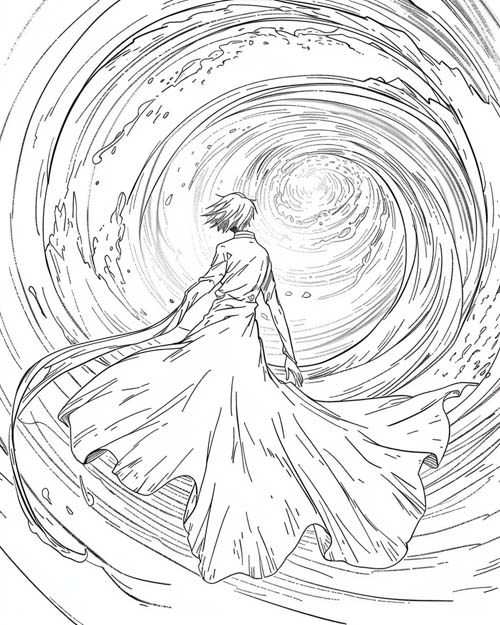 Aztec mythology coloring page of Tezcatlipoca's hurricane