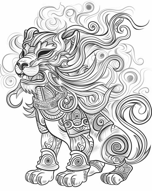 Aztec mythology coloring page of Tezcatlipoca the jaguar