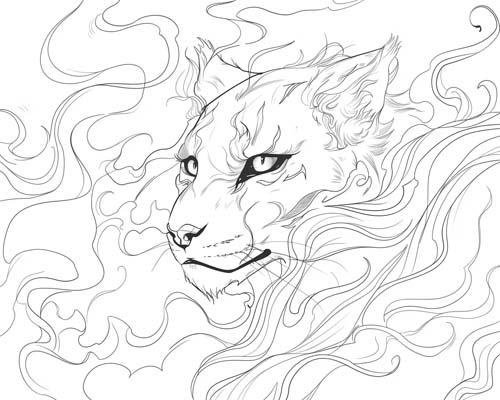 Aztec mythology coloring page of Tezcatlipoca the jaguar