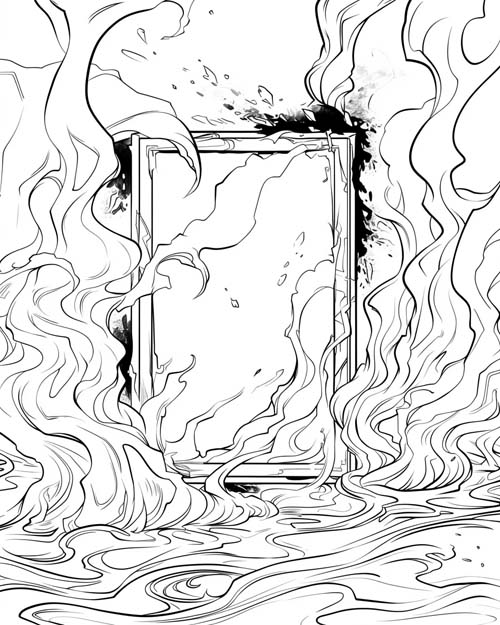 Aztec mythology coloring page of Tezcatlipoca's obsidian mirror'