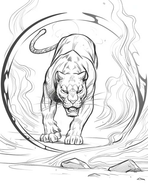 Aztec mythology coloring page of Tezcatlipoca's obsidian mirror'