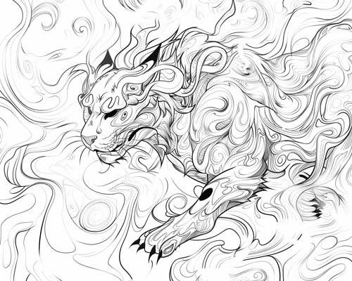 Aztec mythology coloring page of Tezcatlipoca and smoke