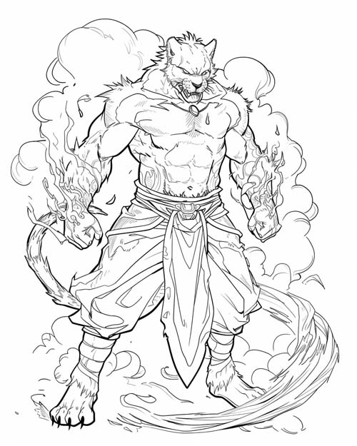 Aztec mythology coloring page of Tezcatlipoca the sorceror and smoke