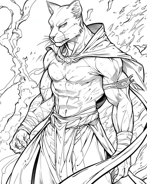 Aztec mythology coloring page of Tezcatlipoca the sorceror and smoke