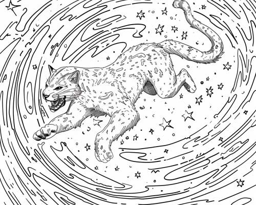 Aztec mythology coloring page of Tezcatlipoca and the stars