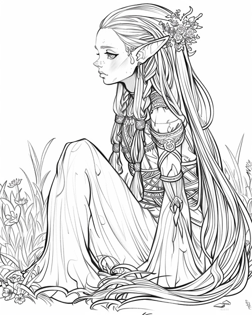 elverfolk coloring page
