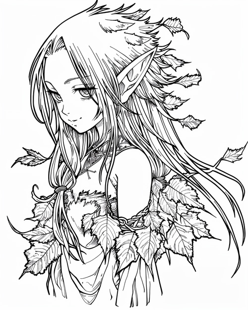 elverpigen (elf maiden) coloring page