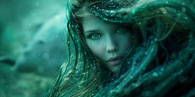 digital image of a havfrue in the sea