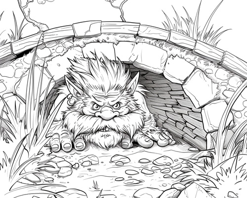 troll under a bridge coloring page
