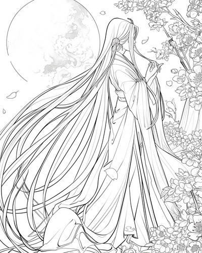 ghostly yurei coloring page