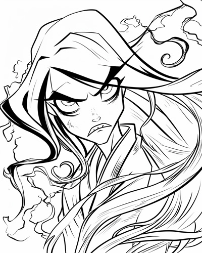 angry yurei coloring page