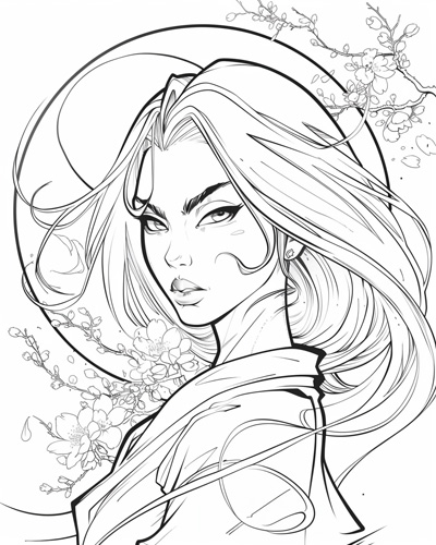 ghostly yurei coloring page