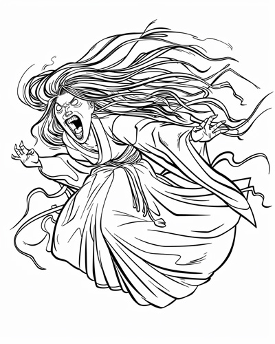 screaming yurei coloring page