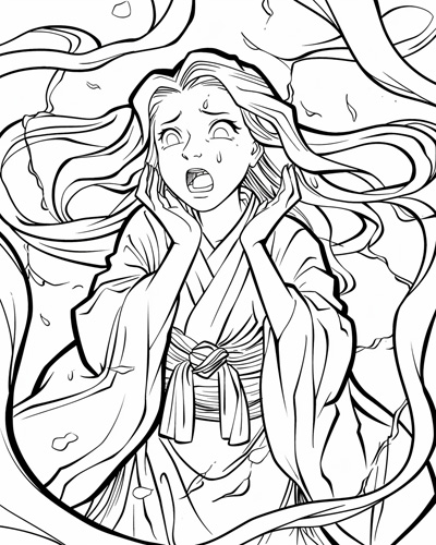 wailing yurei coloring page