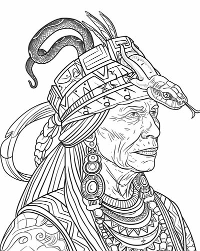 coloring page of Ix Chel as an old woman